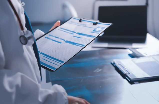 Healthcare professional reviewing patient data security