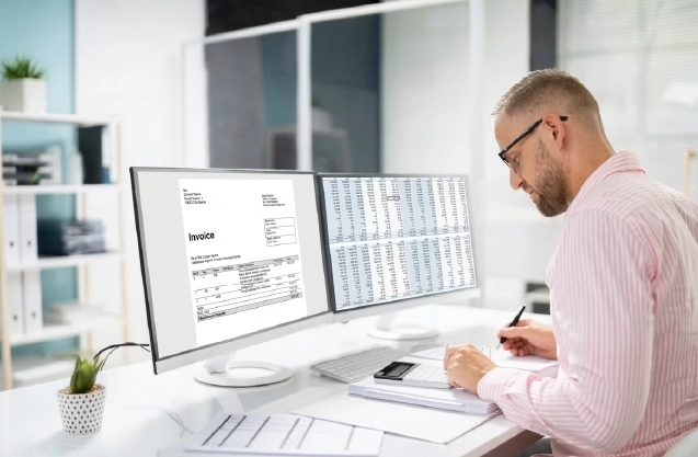 Healthcare professional using digital billing software