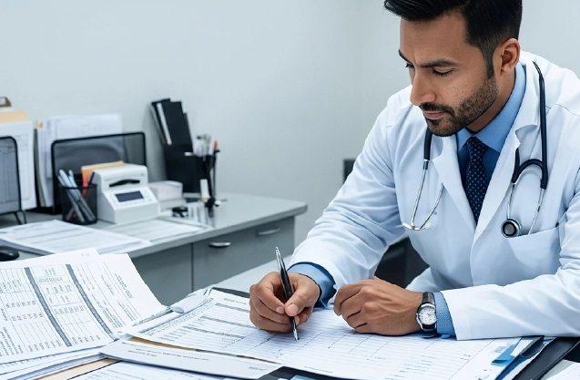 Doctor conducting remote patient consultation
