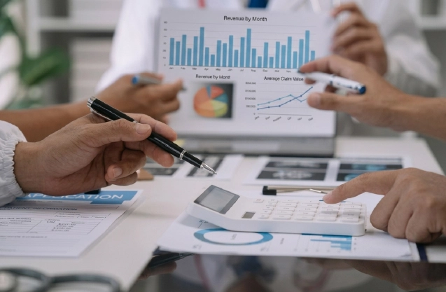 Professional auditor reviewing healthcare compliance