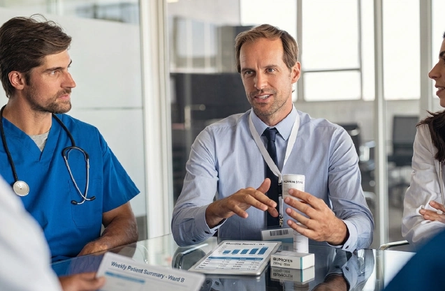 Doctor reviewing enrollment documentation