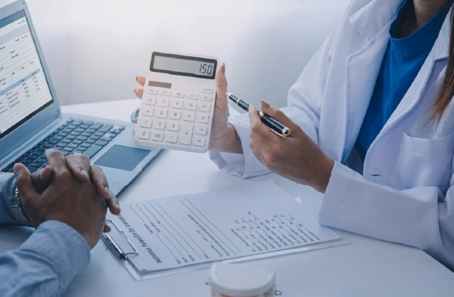 Business professional analyzing service cost structures