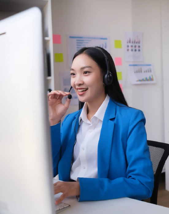 Smiling customer support specialist
